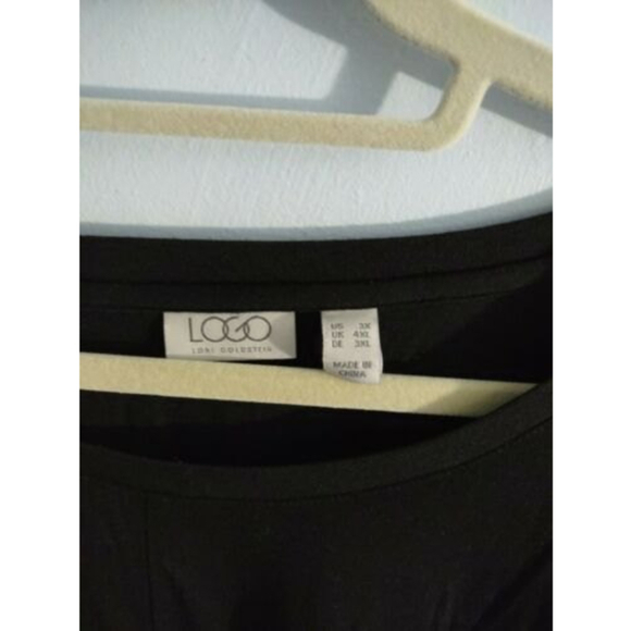 LOGO 3X Lori Goldstein Womens Asymmetrical Hem Tunic Stretch Black Medium - Picture 2 of 5